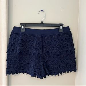 Express Navy Blue Lace Ruffles Shorts